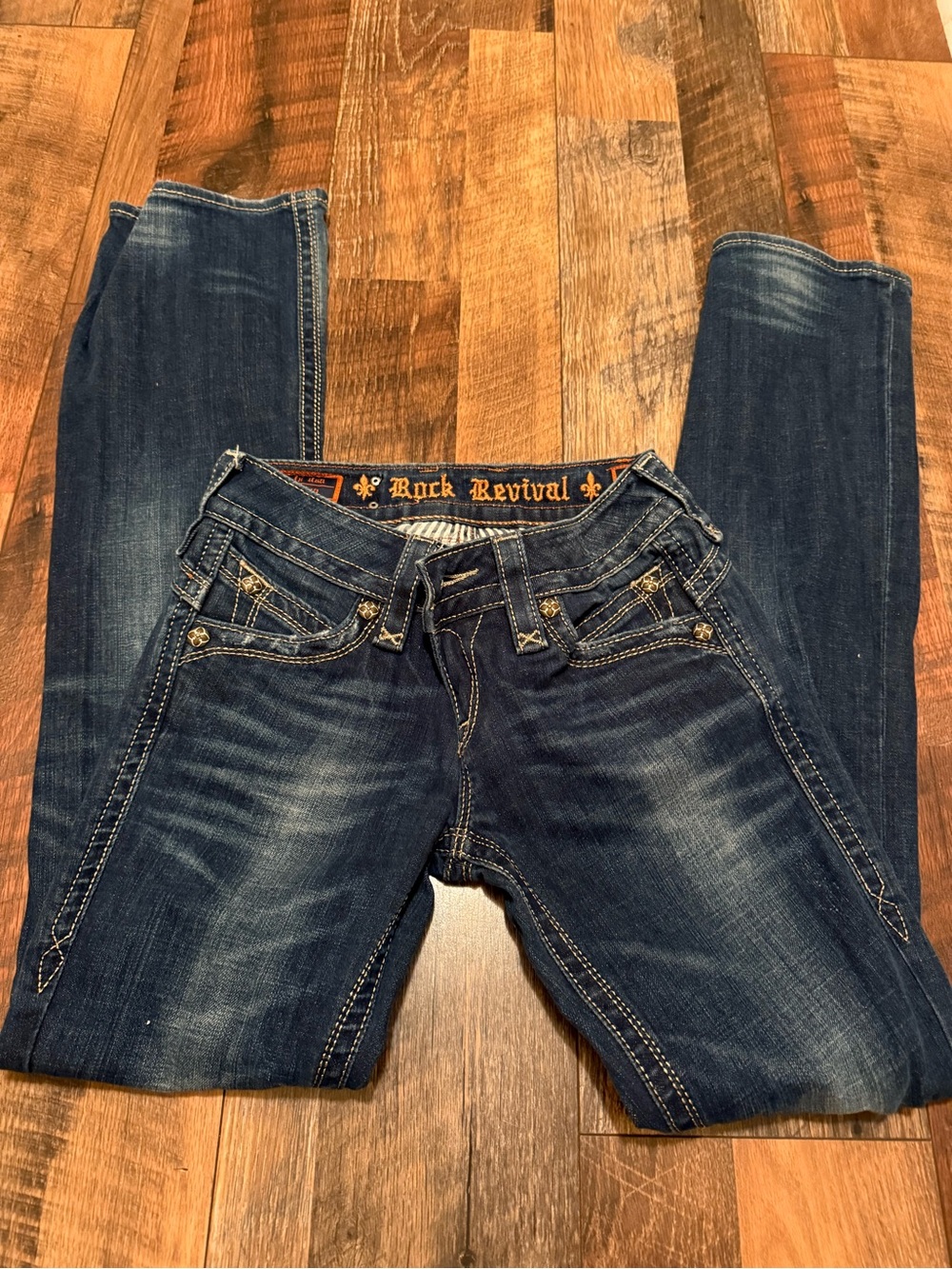 Rock Revival Women's Indigo Skinny Jeans with Contrast Stitching